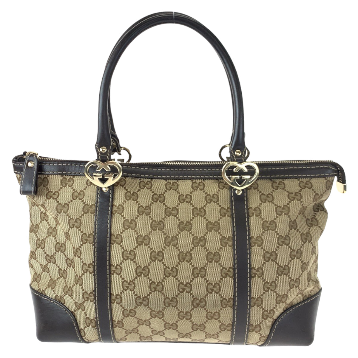 H-00440
GUCCI グッチ ラブリー ブラウン 茶 GGキャンバス / レザー 257069 トートバッグ ハンドバッグ ショルダーバッグ  レディース