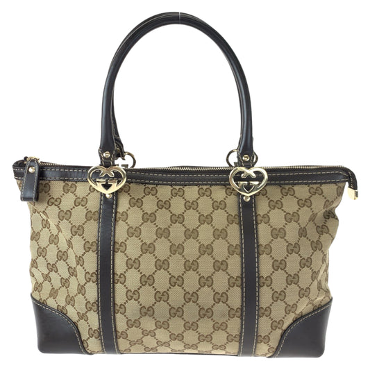 H-00440
GUCCI グッチ ラブリー ブラウン 茶 GGキャンバス / レザー 257069 トートバッグ ハンドバッグ ショルダーバッグ  レディース