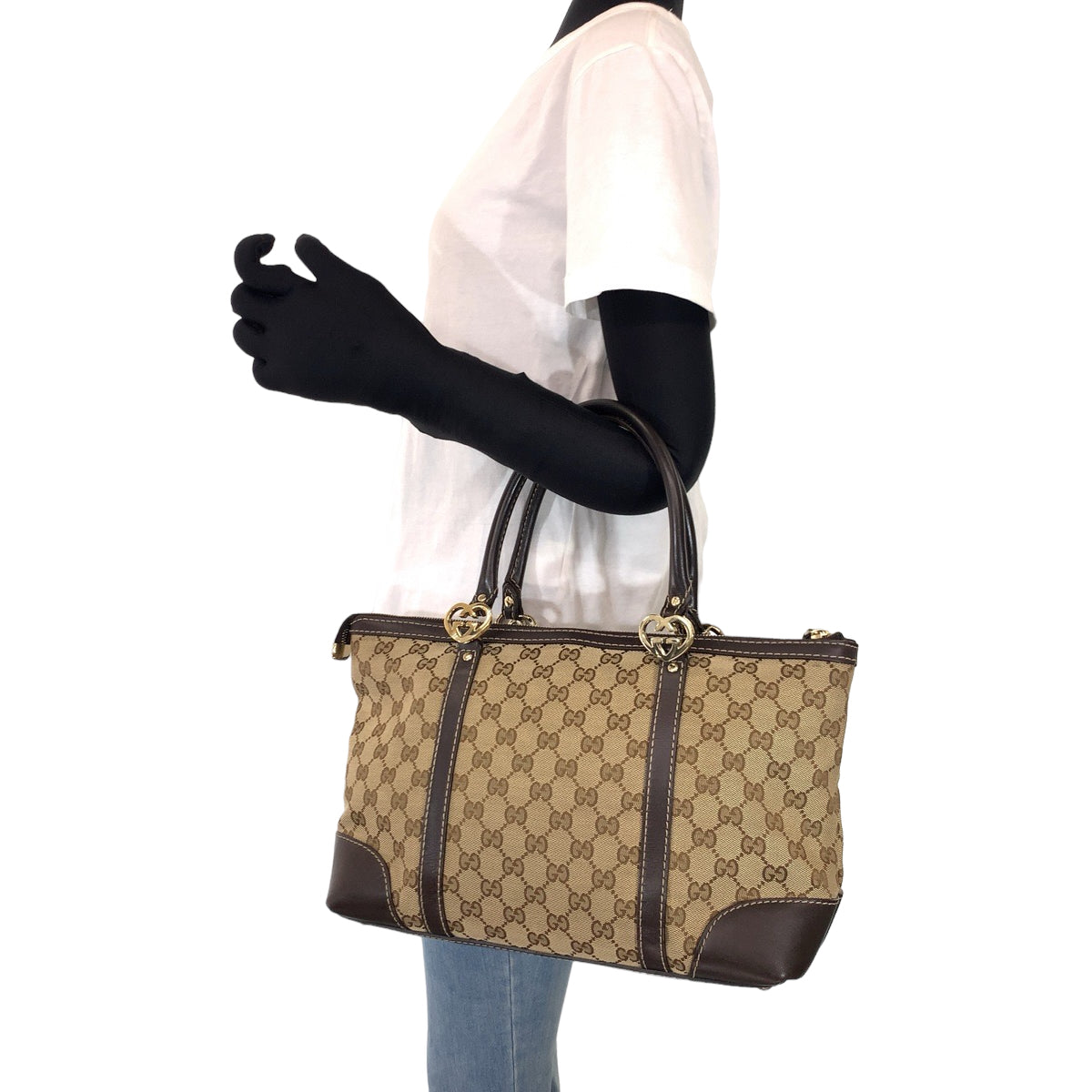 H-00440
GUCCI グッチ ラブリー ブラウン 茶 GGキャンバス / レザー 257069 トートバッグ ハンドバッグ ショルダーバッグ  レディース