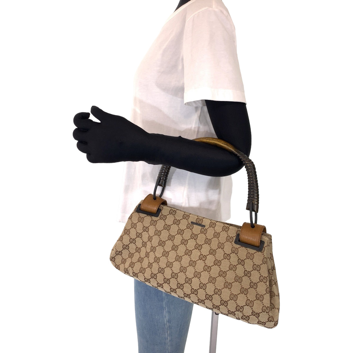 10310
GUCCI グッチ ウッドハンドル ブラウン 茶 GGキャンバス / ウッド 112684 ハンドバッグ ショルダーバッグ  レディース