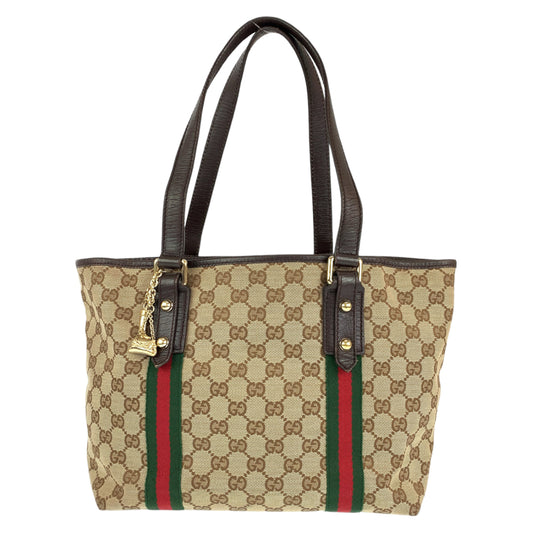 H-00442
GUCCI グッチ シェリーライン ブラウン 茶 GGキャンバス / レザー 137396 トートバッグ ハンドバッグ  レディース