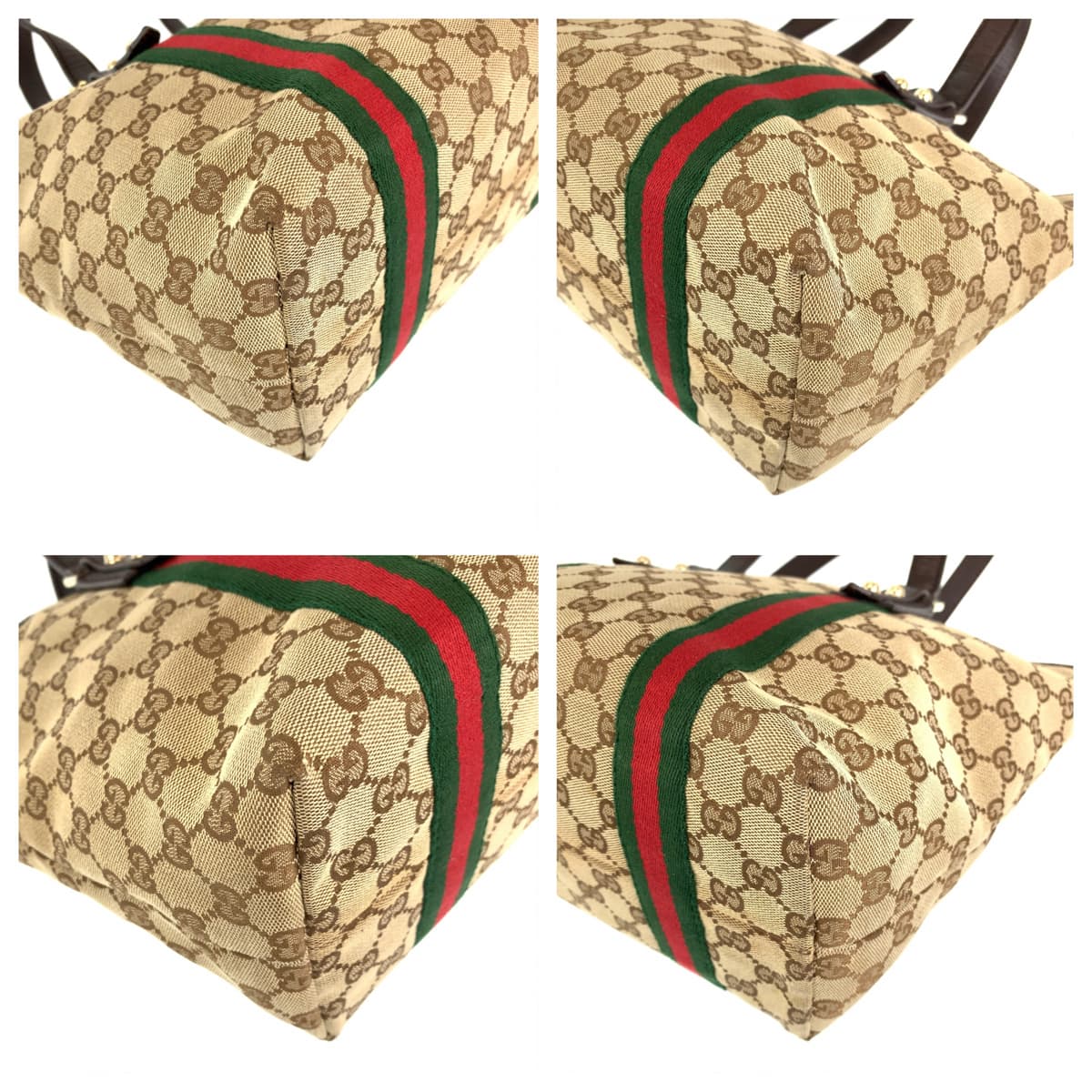 H-00442
GUCCI グッチ シェリーライン ブラウン 茶 GGキャンバス / レザー 137396 トートバッグ ハンドバッグ  レディース