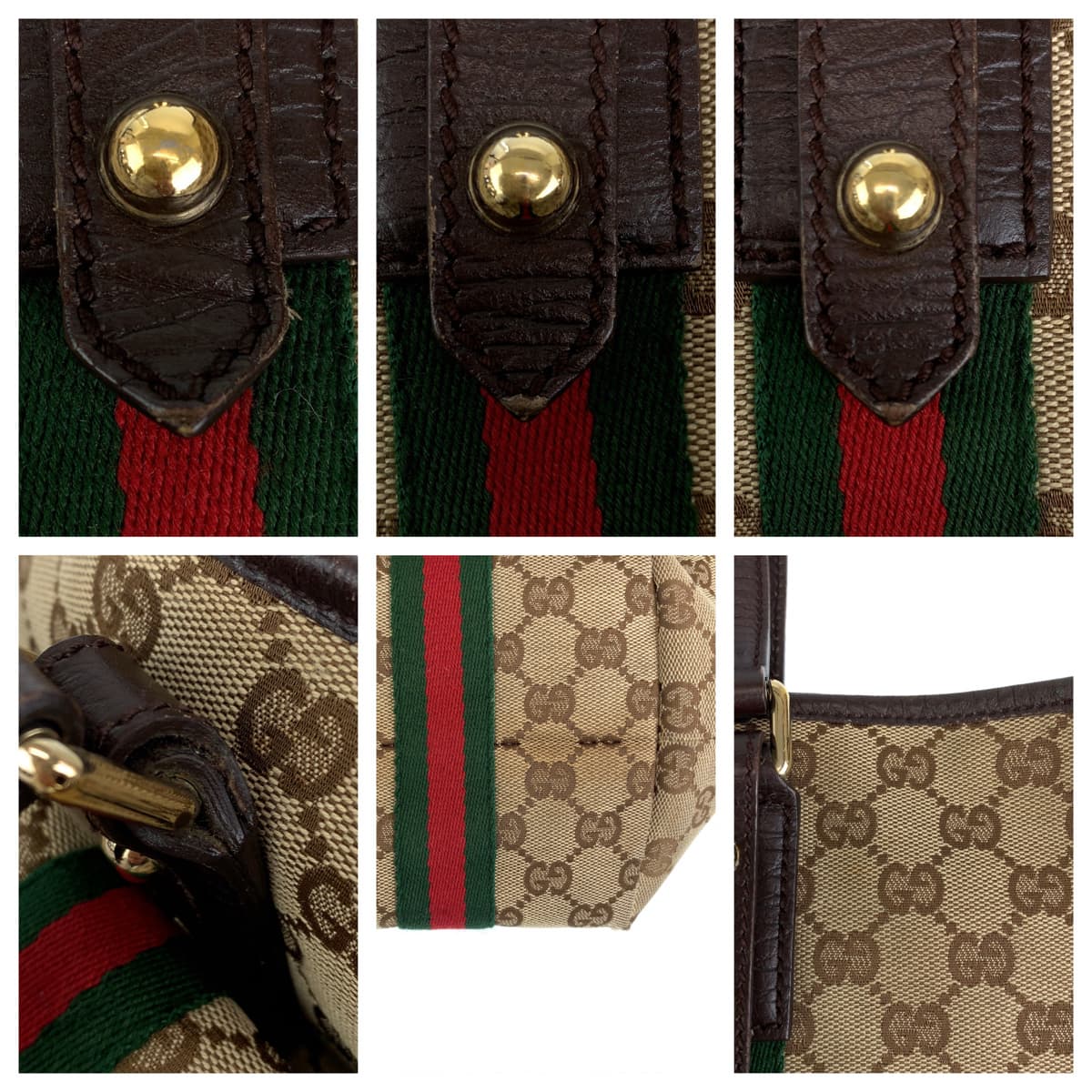 H-00442
GUCCI グッチ シェリーライン ブラウン 茶 GGキャンバス / レザー 137396 トートバッグ ハンドバッグ  レディース