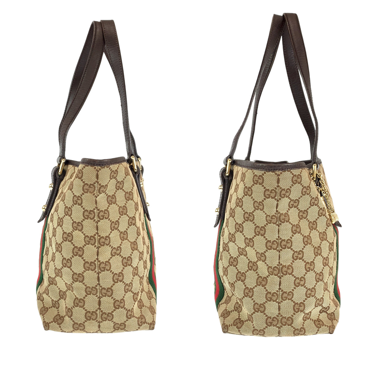 H-00442
GUCCI グッチ シェリーライン ブラウン 茶 GGキャンバス / レザー 137396 トートバッグ ハンドバッグ  レディース