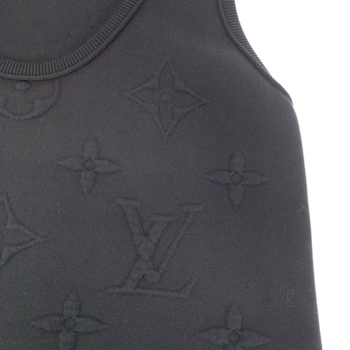 H-00446
LOUIS VUITTON ルイヴィトン 3Dモノグラム ダンクドレス サイズS ブラック 黒 コットン 1A9LL9 ワンピース ノースリーブ  レディース