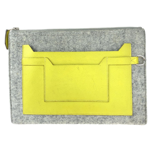 H-00453
HERMES エルメス トゥードゥー29 グレー イエロー系 フェルト / ヴォーエプソン クラッチバッグ セカンドバッグ A刻印  メンズ