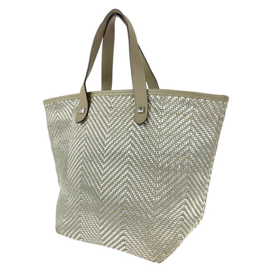 H-00454
HERMES エルメス チェンナイPM ブラウン 茶 シルバー カーフ / ポリエステル ハンドバッグ トートバッグ □M刻印  レディース