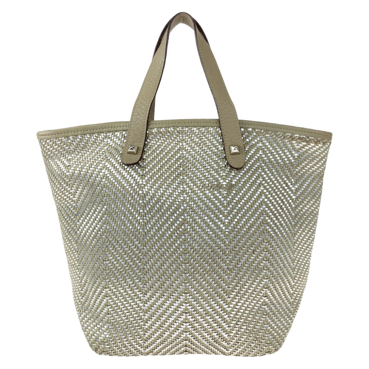 H-00454
HERMES エルメス チェンナイPM ブラウン 茶 シルバー カーフ / ポリエステル ハンドバッグ トートバッグ □M刻印  レディース