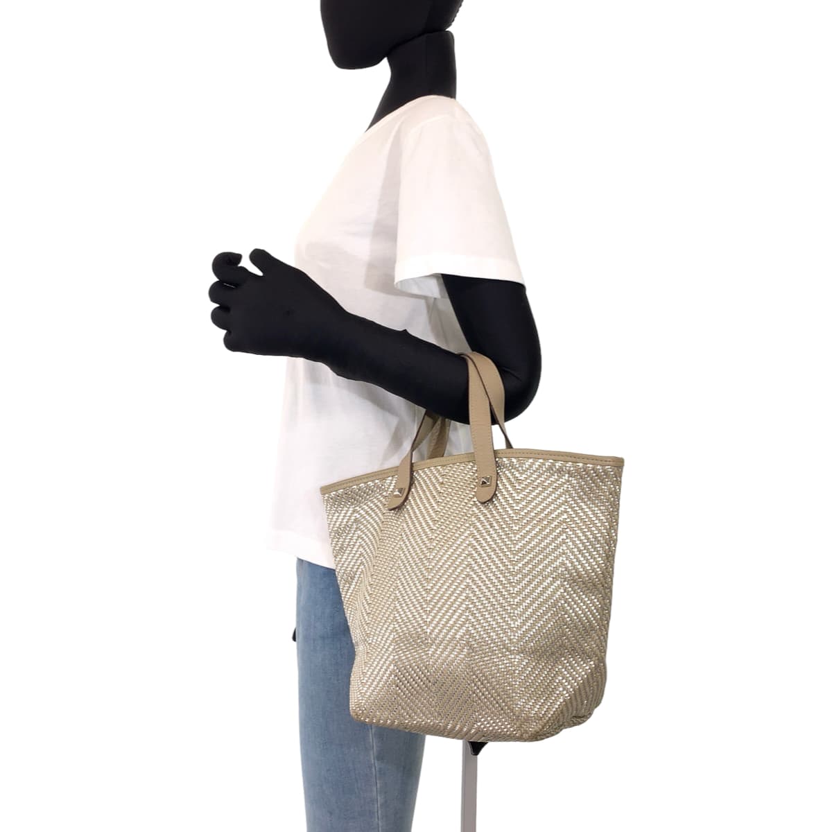 H-00454
HERMES エルメス チェンナイPM ブラウン 茶 シルバー カーフ / ポリエステル ハンドバッグ トートバッグ □M刻印  レディース