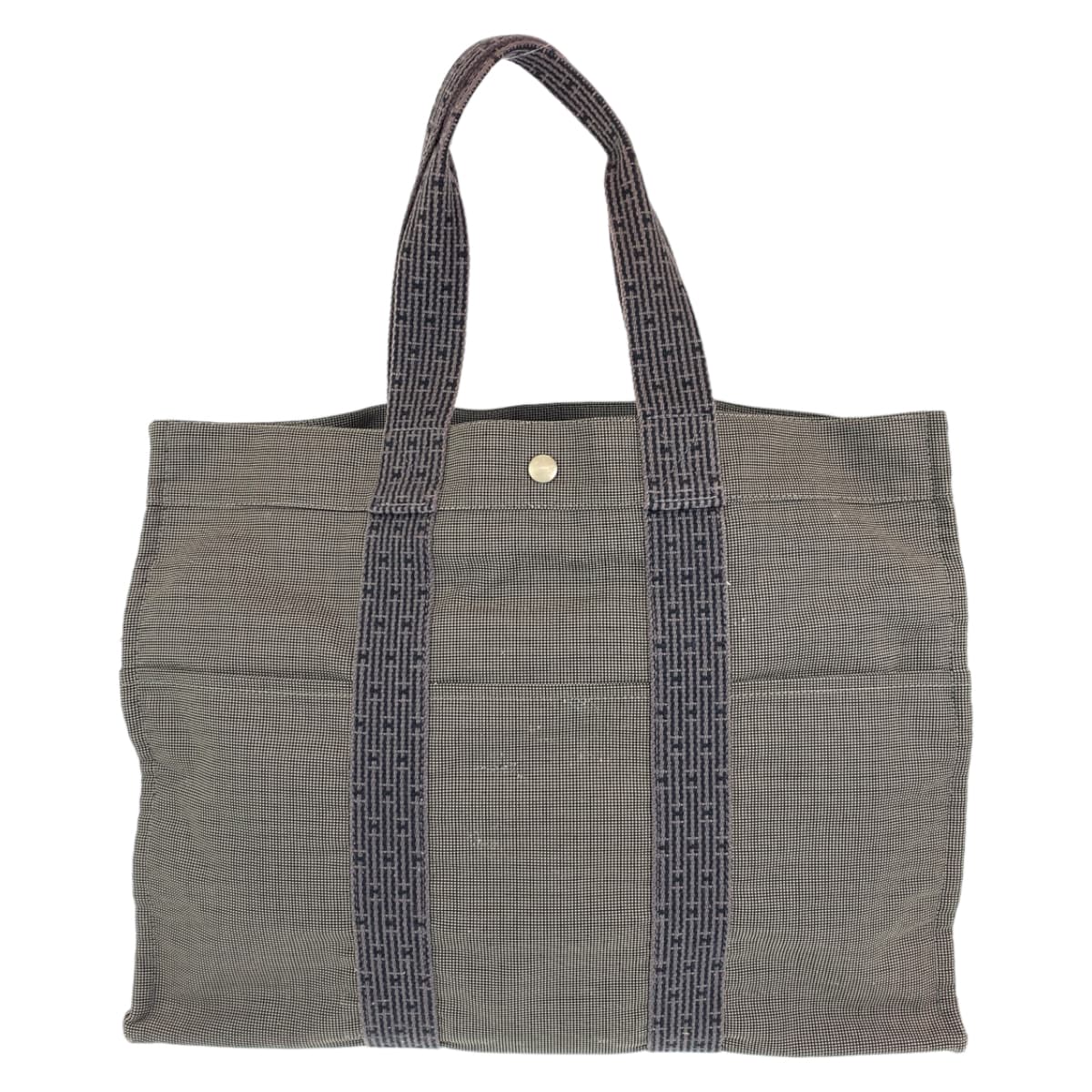 H-00456
HERMES エルメス エールラインGM グレー キャンバス トートバッグ ハンドバッグ  メンズ