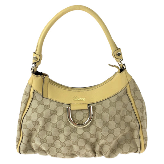 H-00459
GUCCI グッチ アビー ベージュ イエロー 黄 GGキャンバス / レザー 190525 ショルダーバッグ ハンドバッグ  レディース
