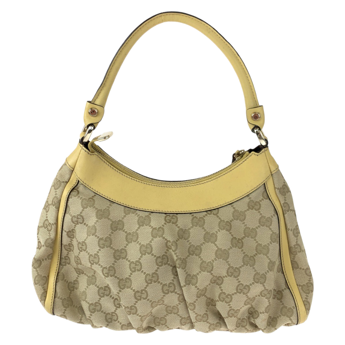 H-00459
GUCCI グッチ アビー ベージュ イエロー 黄 GGキャンバス / レザー 190525 ショルダーバッグ ハンドバッグ  レディース