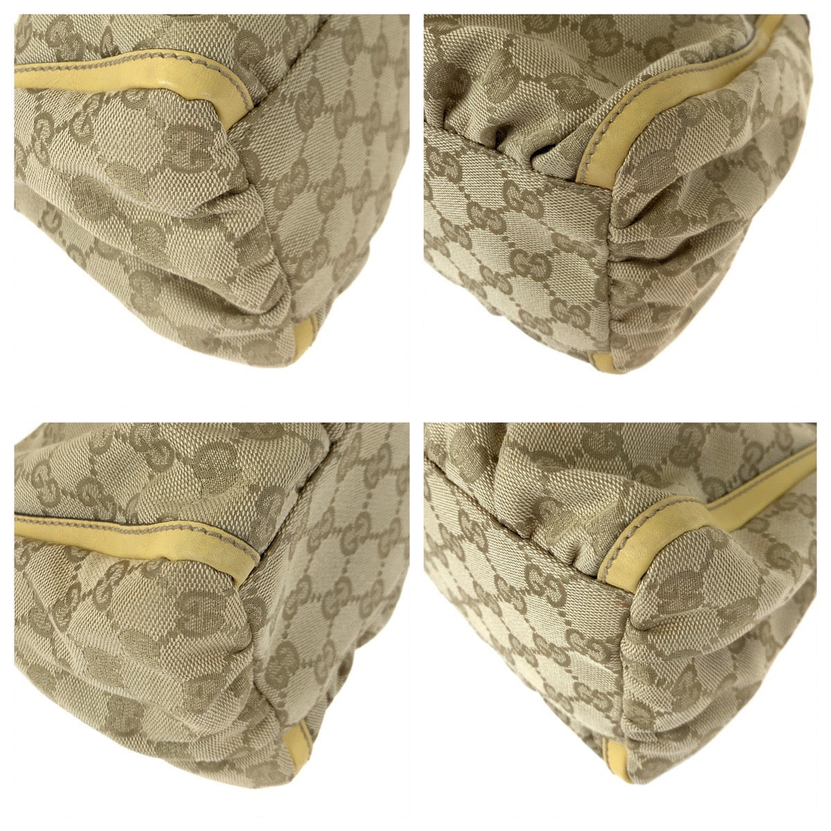 H-00459
GUCCI グッチ アビー ベージュ イエロー 黄 GGキャンバス / レザー 190525 ショルダーバッグ ハンドバッグ  レディース