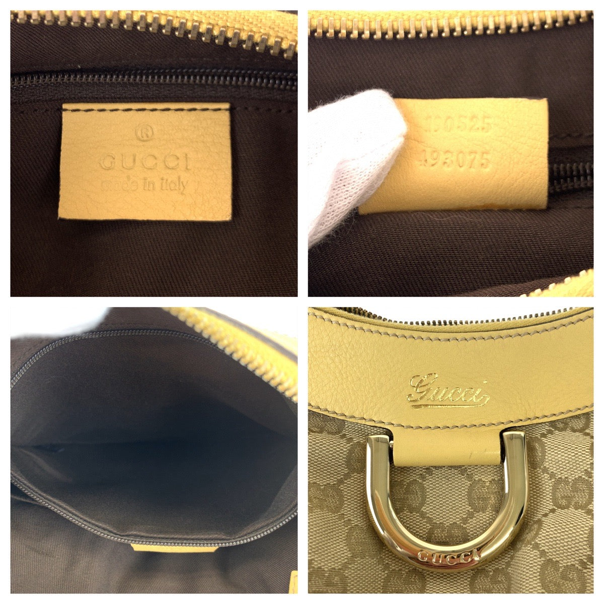 H-00459
GUCCI グッチ アビー ベージュ イエロー 黄 GGキャンバス / レザー 190525 ショルダーバッグ ハンドバッグ  レディース