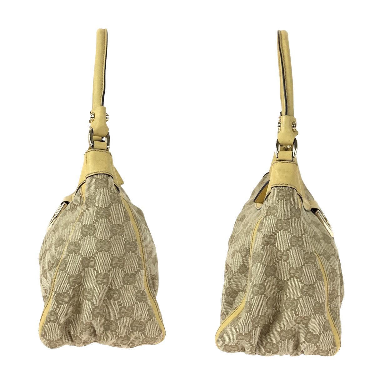 H-00459
GUCCI グッチ アビー ベージュ イエロー 黄 GGキャンバス / レザー 190525 ショルダーバッグ ハンドバッグ  レディース