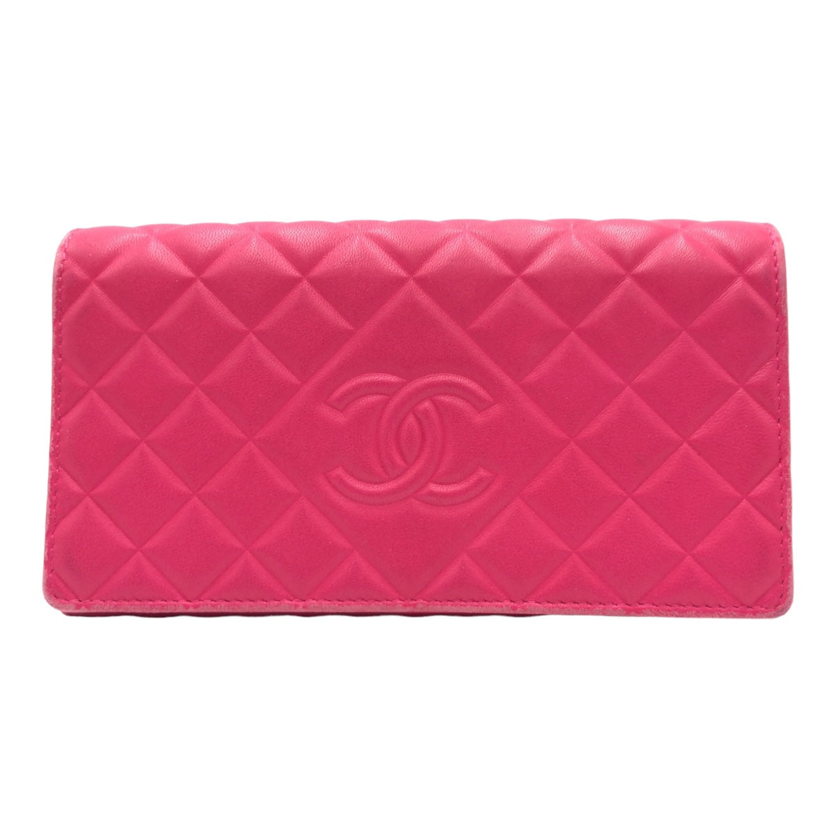 10321
 CHANEL Chanel Matelasse Coco Mark Pink Silver Hardware Lambskin Long Wallet Billfold Women's