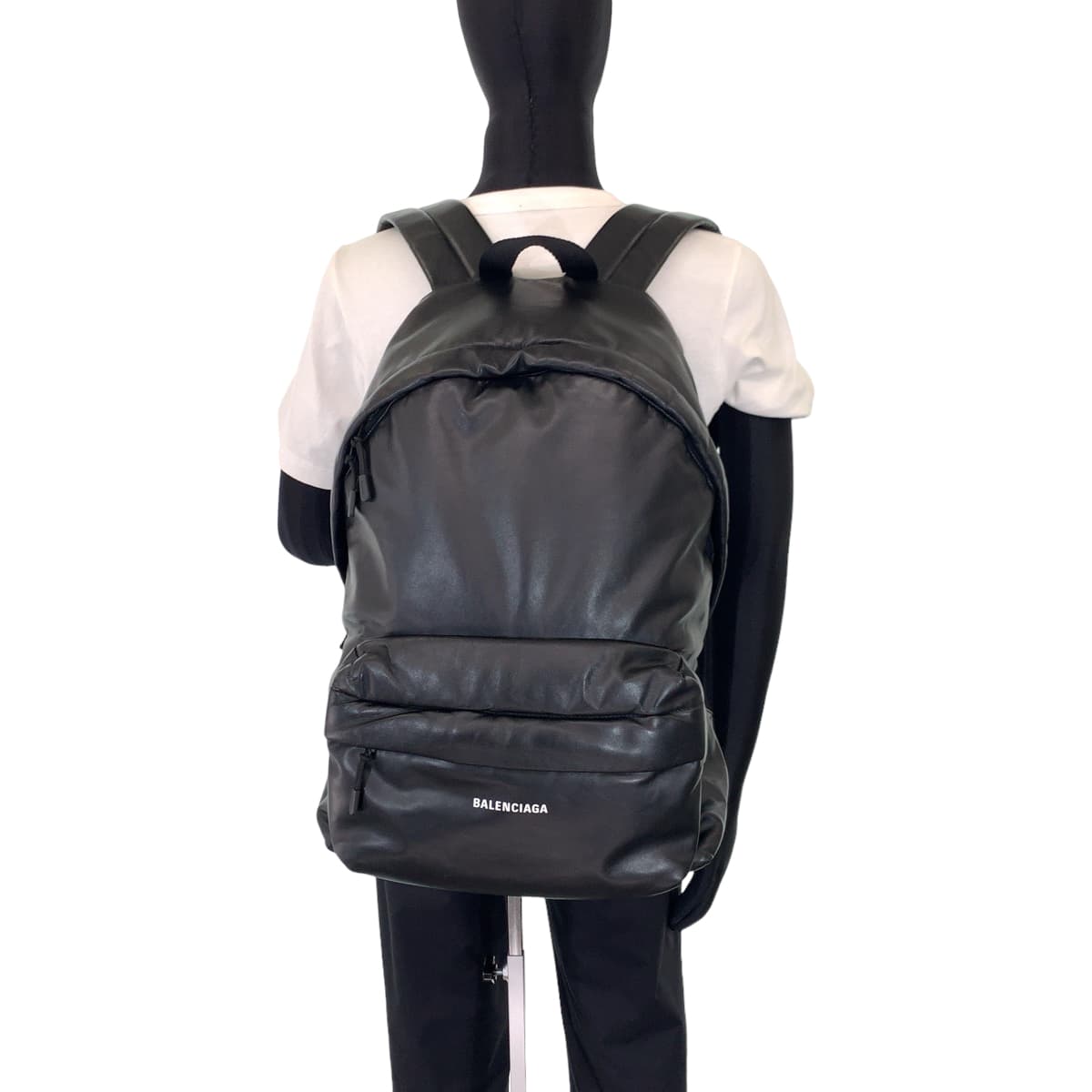 H-00463
BALENCIAGA バレンシアガ PUFFY ブラック 黒 カーフ リュック バックパック  メンズ
