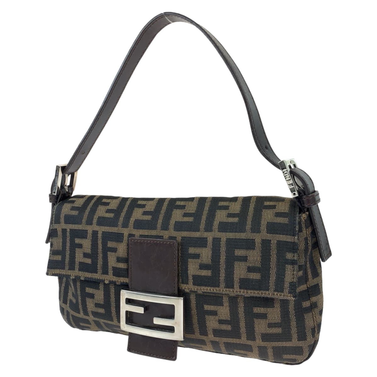 H-00464
FENDI フェンディ ズッカ マンマバケット ブラウン 茶 シルバー金具 キャンバス ハンドバッグ アクセサリーポーチ  レディース