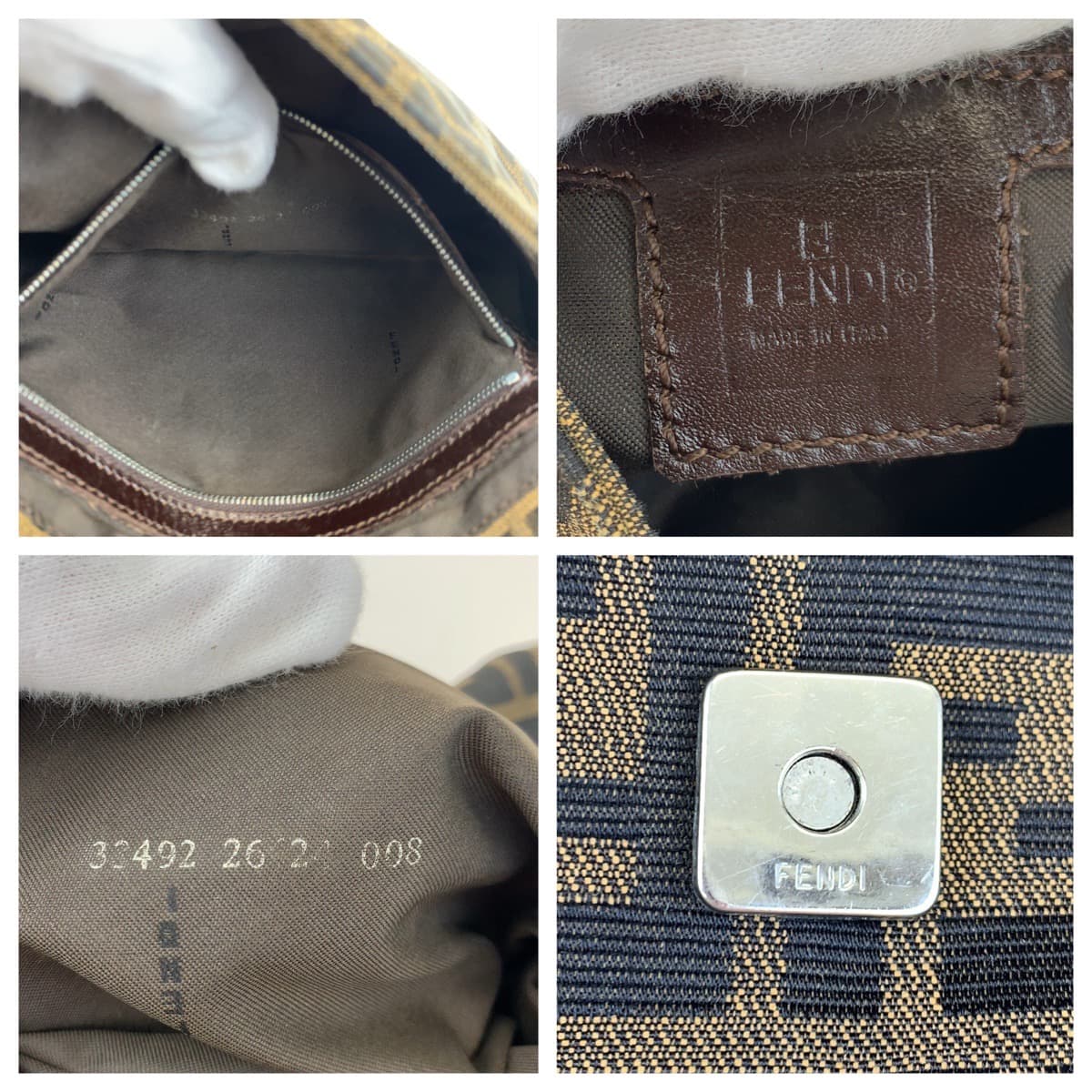 H-00464
FENDI フェンディ ズッカ マンマバケット ブラウン 茶 シルバー金具 キャンバス ハンドバッグ アクセサリーポーチ  レディース