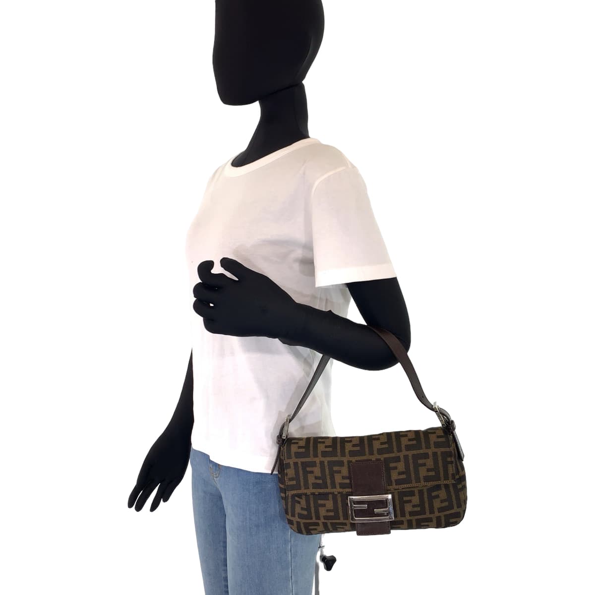 H-00464
FENDI フェンディ ズッカ マンマバケット ブラウン 茶 シルバー金具 キャンバス ハンドバッグ アクセサリーポーチ  レディース