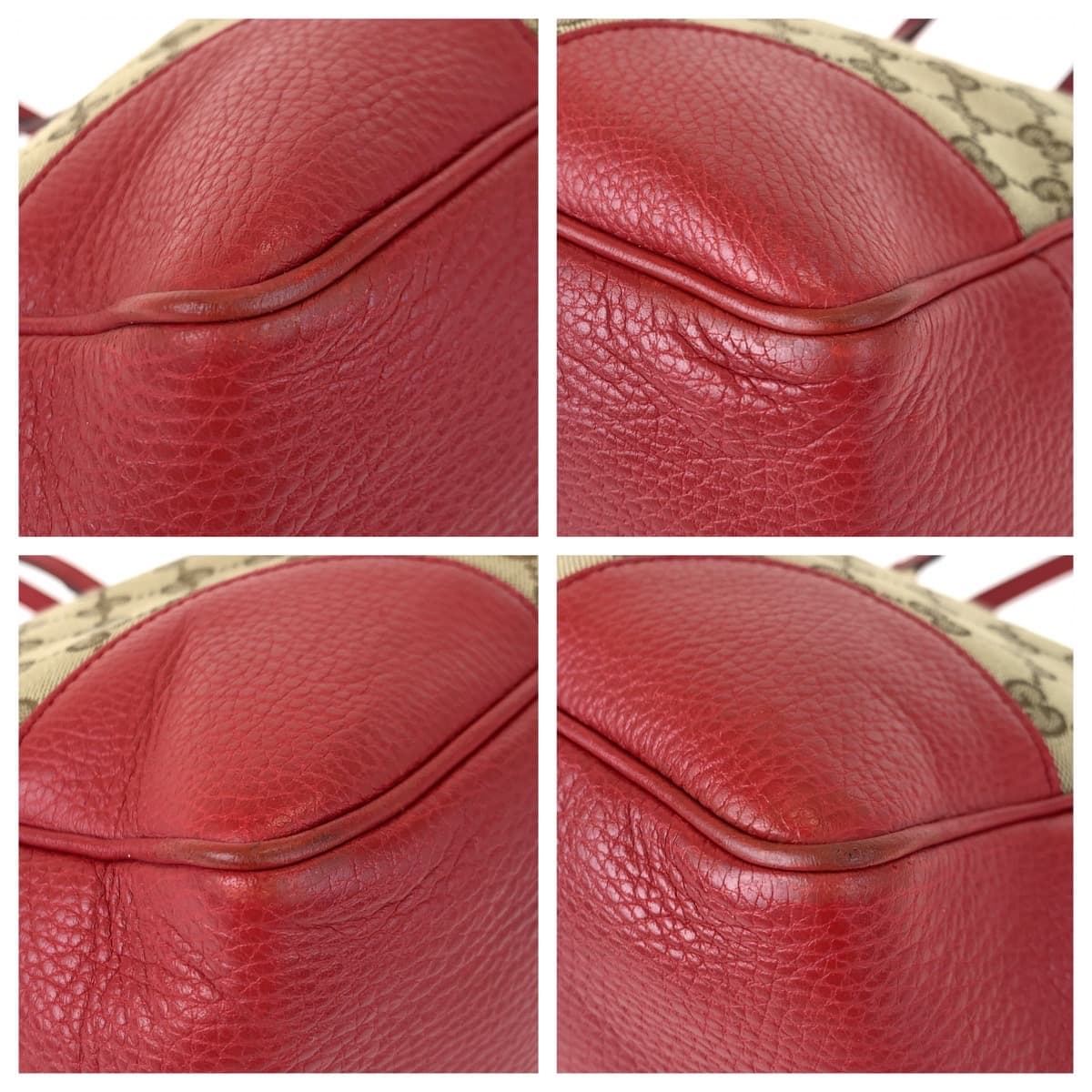 H-00465
GUCCI グッチ レッド 赤 ベージュ GGキャンバス 449242 ショルダーバッグ トートバッグ  レディース