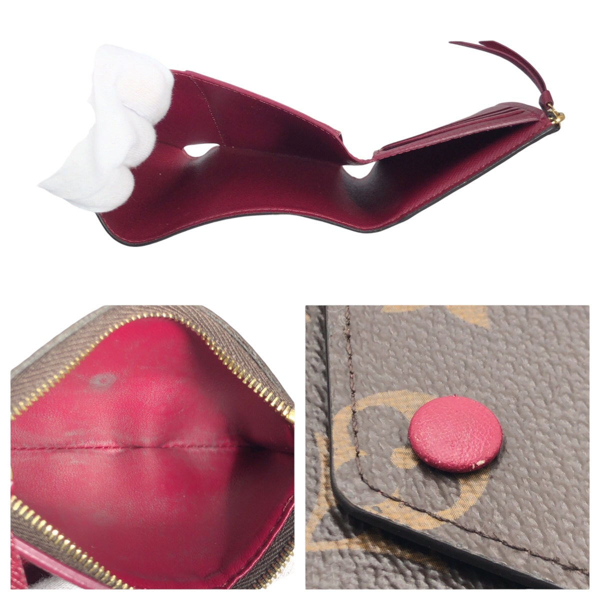 10324
LOUIS VUITTON ルイヴィトン モノグラム ポルトフォイユ ヴィクトリーヌ ブラウン フューシャ PVC M41938 折財布 コンパクトウォレット  レディース