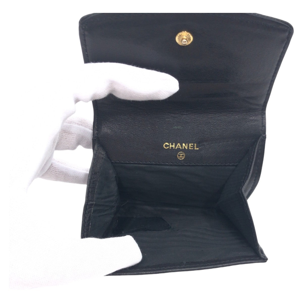 CHANEL シャネル ヴィンテージ マトラッセ ココマーク  ブラック 黒 マットキャビアスキン / レザー コインケース 小銭入れ  レディース
