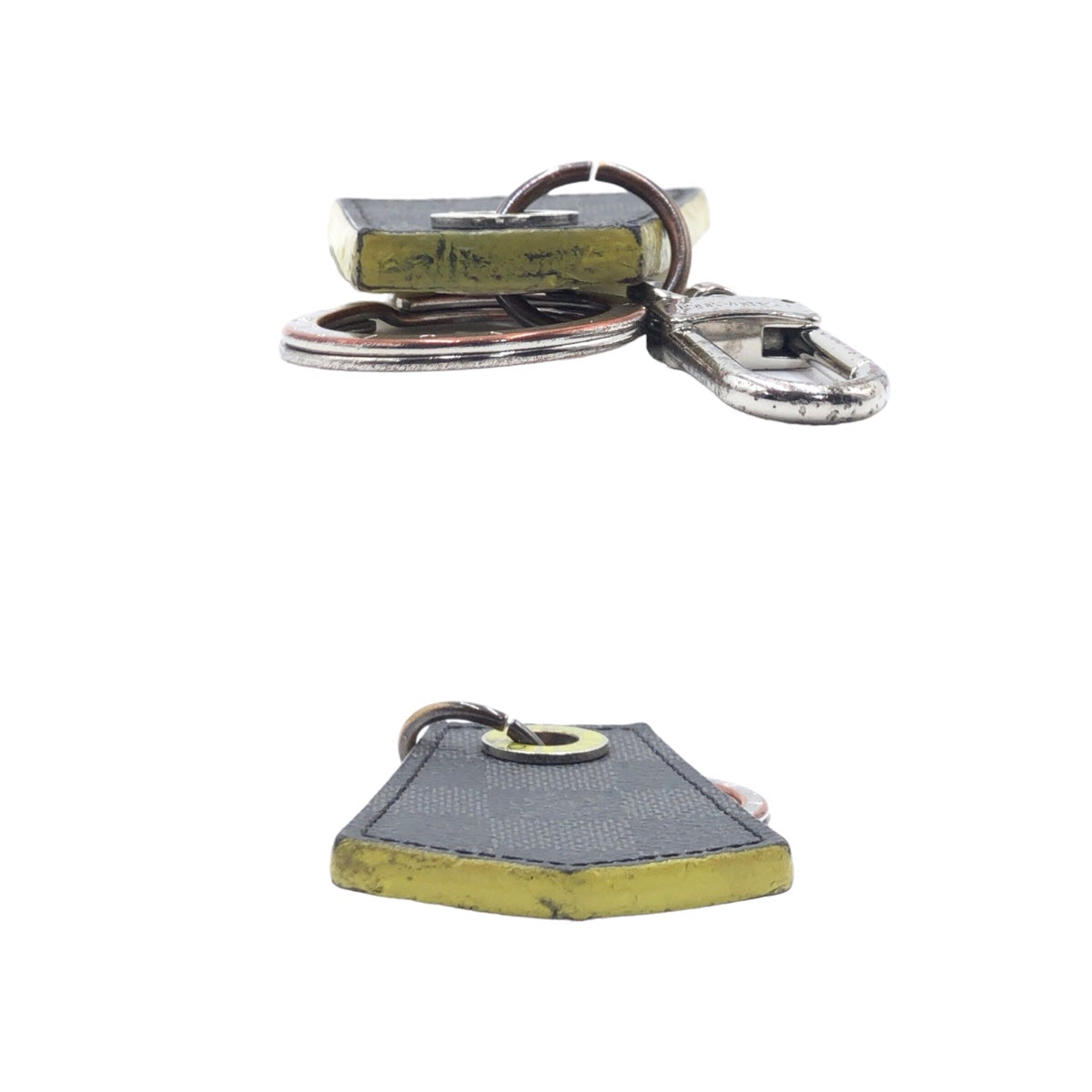 10335
LOUIS VUITTON ルイヴィトン ダミエ グラフィット キーホルダー アンシャッペ イエロー ブラック PVC M67215 キーホルダー キーリング  メンズ