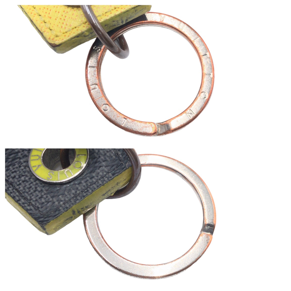 10335
LOUIS VUITTON ルイヴィトン ダミエ グラフィット キーホルダー アンシャッペ イエロー ブラック PVC M67215 キーホルダー キーリング  メンズ