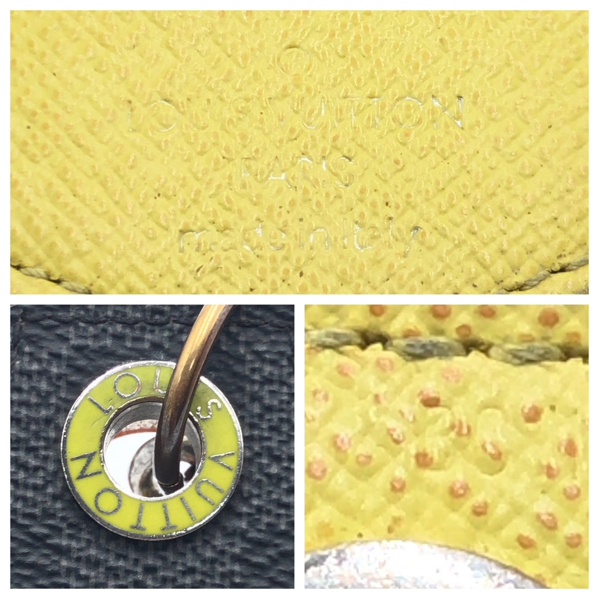 10335
LOUIS VUITTON ルイヴィトン ダミエ グラフィット キーホルダー アンシャッペ イエロー ブラック PVC M67215 キーホルダー キーリング  メンズ