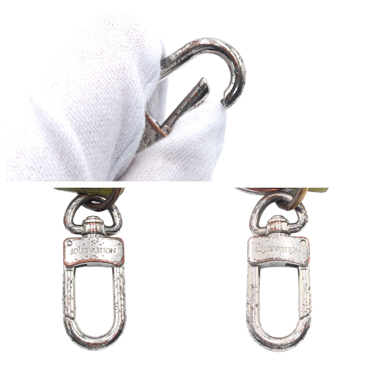 10335
LOUIS VUITTON ルイヴィトン ダミエ グラフィット キーホルダー アンシャッペ イエロー ブラック PVC M67215 キーホルダー キーリング  メンズ