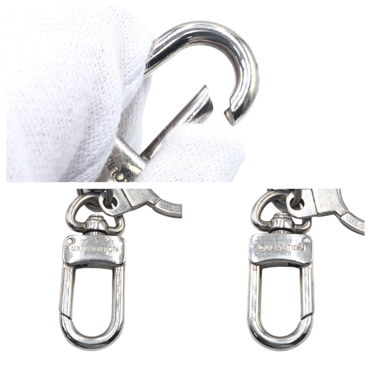 10337
LOUIS VUITTON ルイヴィトン ポルトクレ ルイ ブラック ホワイト シルバー金具 カーフ M63633 キーホルダー キーリング 男女兼用  メンズ