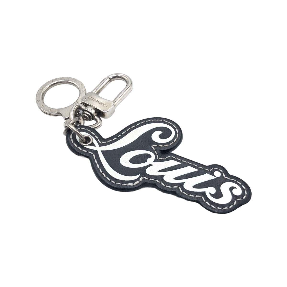 10337
LOUIS VUITTON ルイヴィトン ポルトクレ ルイ ブラック ホワイト シルバー金具 カーフ M63633 キーホルダー キーリング 男女兼用  メンズ