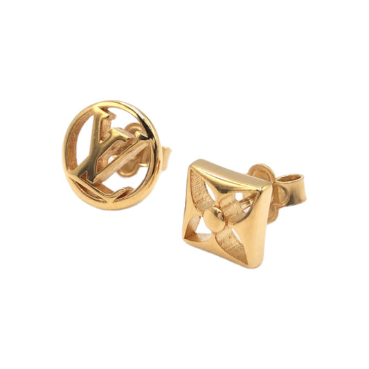 D-024
LOUIS VUITTON ルイヴィトン モノグラム ブックレドレイユ クレイジー インロック ゴールド 金 メタル M00395 ピアス LVサークル  レディース