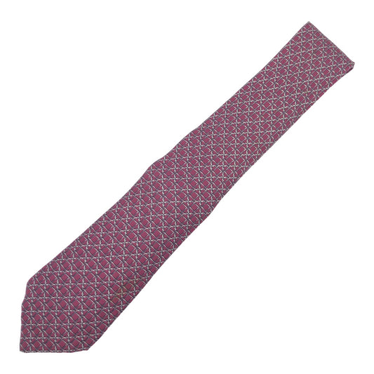12634
HERMES エルメス 総柄 レッド 赤 グレ- シルク 838 EA ネクタイ 剣先8cm  メンズ
