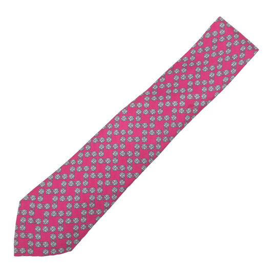 12629
 HERMES Horsebit Pink Silk 7202 UA Necktie with 8.5cm Tip for Men