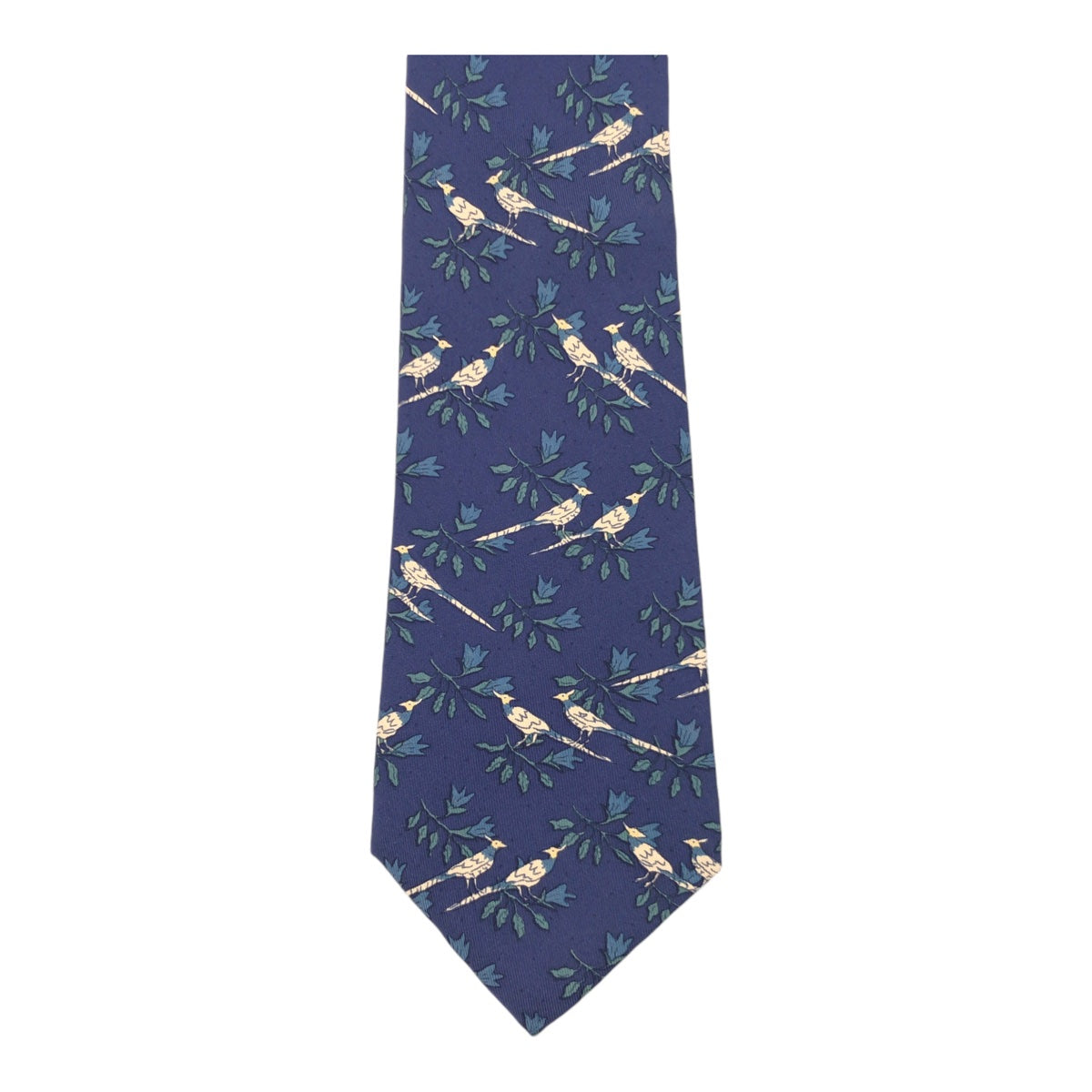 HERMES エルメス 鳥柄 ネイビー 紺 シルク 7274TA ネクタイ 剣先8.5cm  メンズ
