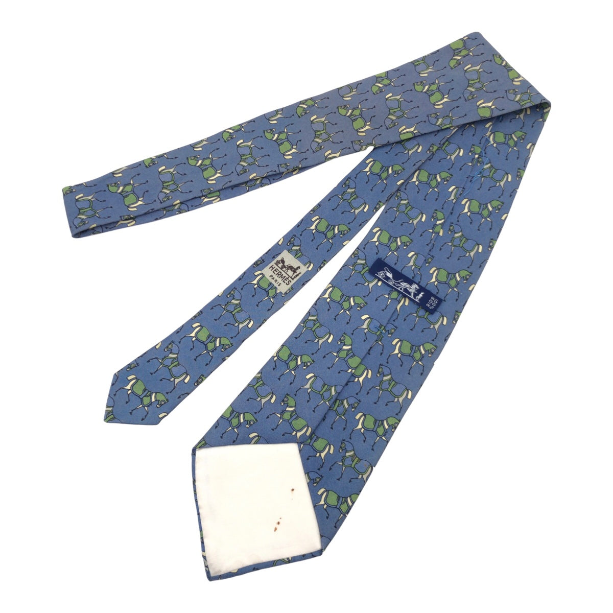 12626
 HERMES Horse Pattern Blue Green Silk 604 SA Necktie 10cm Tip Men's