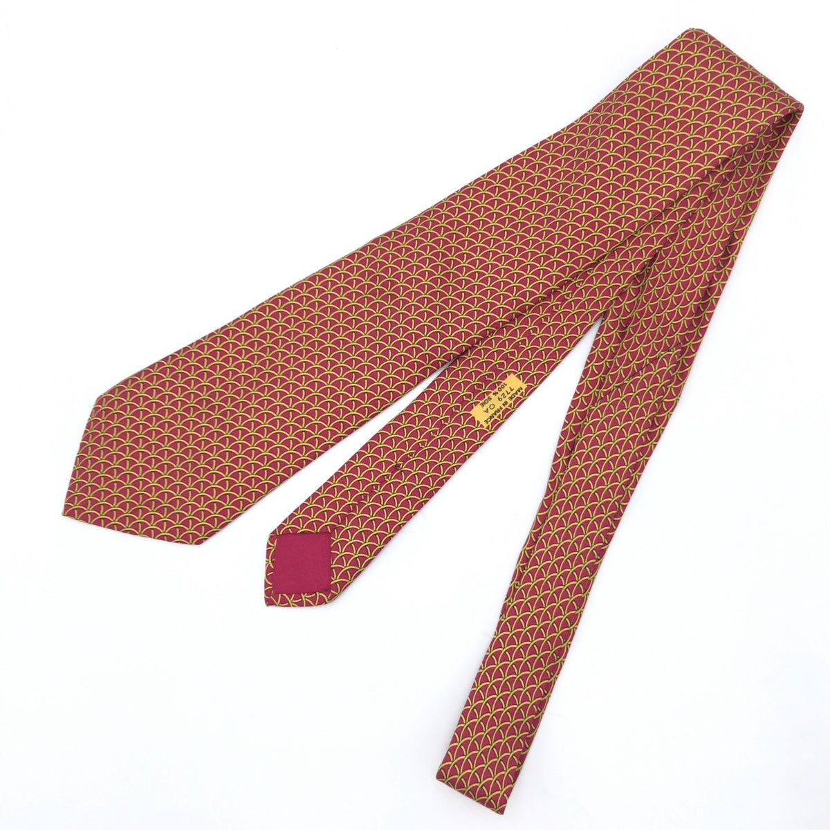 12625
HERMES エルメス ループ柄 レッド 赤 イエロー 黄 シルク 7729 OA ネクタイ 剣先9cm  メンズ