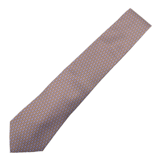 12621
 HERMES Hermes bicolor all-over pattern purple beige silk 7143 FA tie 9cm tip men's