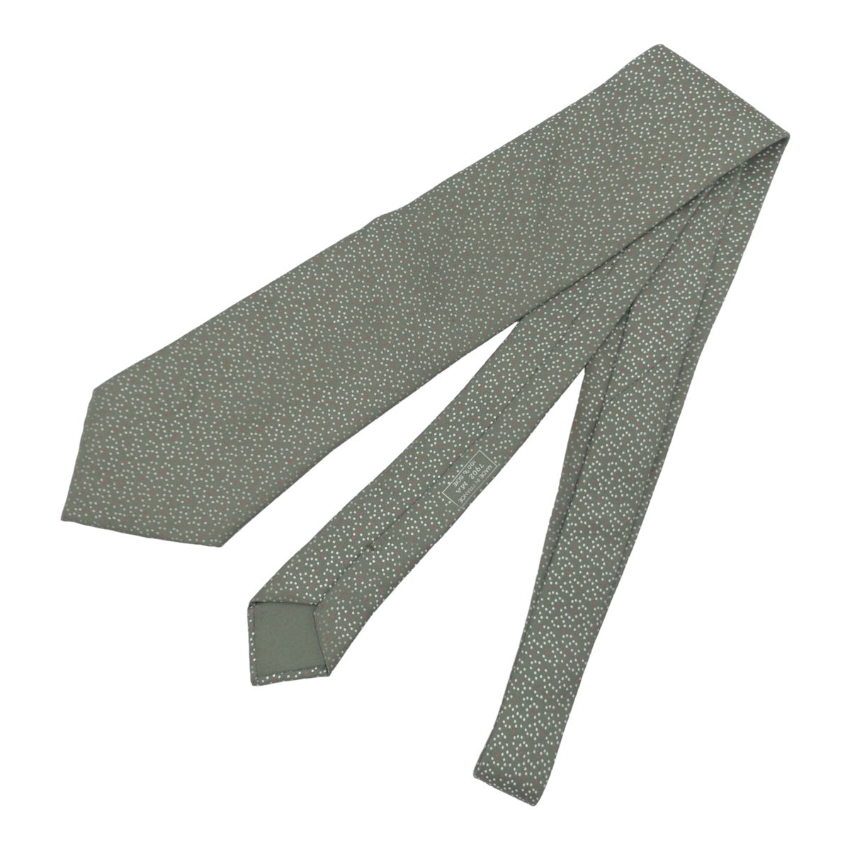 12619
HERMES エルメス ドット柄 グリーン ホワイト シルク 7902 MA ネクタイ 剣先10cm メンズ ABP5