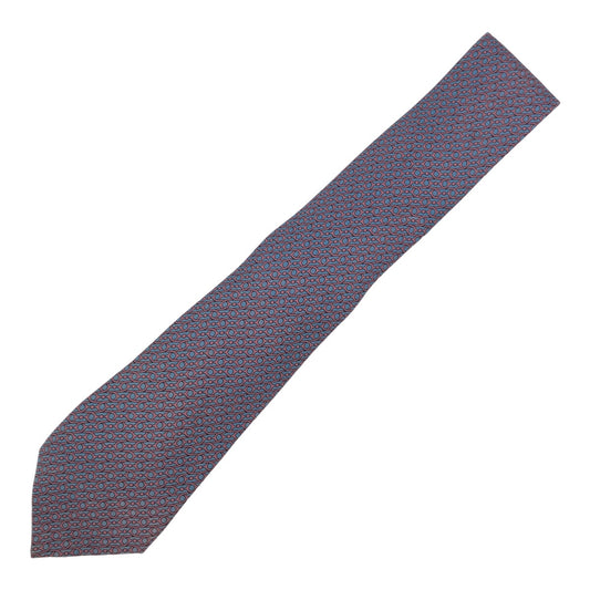 HERMES エルメス 総柄 ブルー 青 ピンク シルク 7353 PA ネクタイ 剣先8.5cm  メンズ