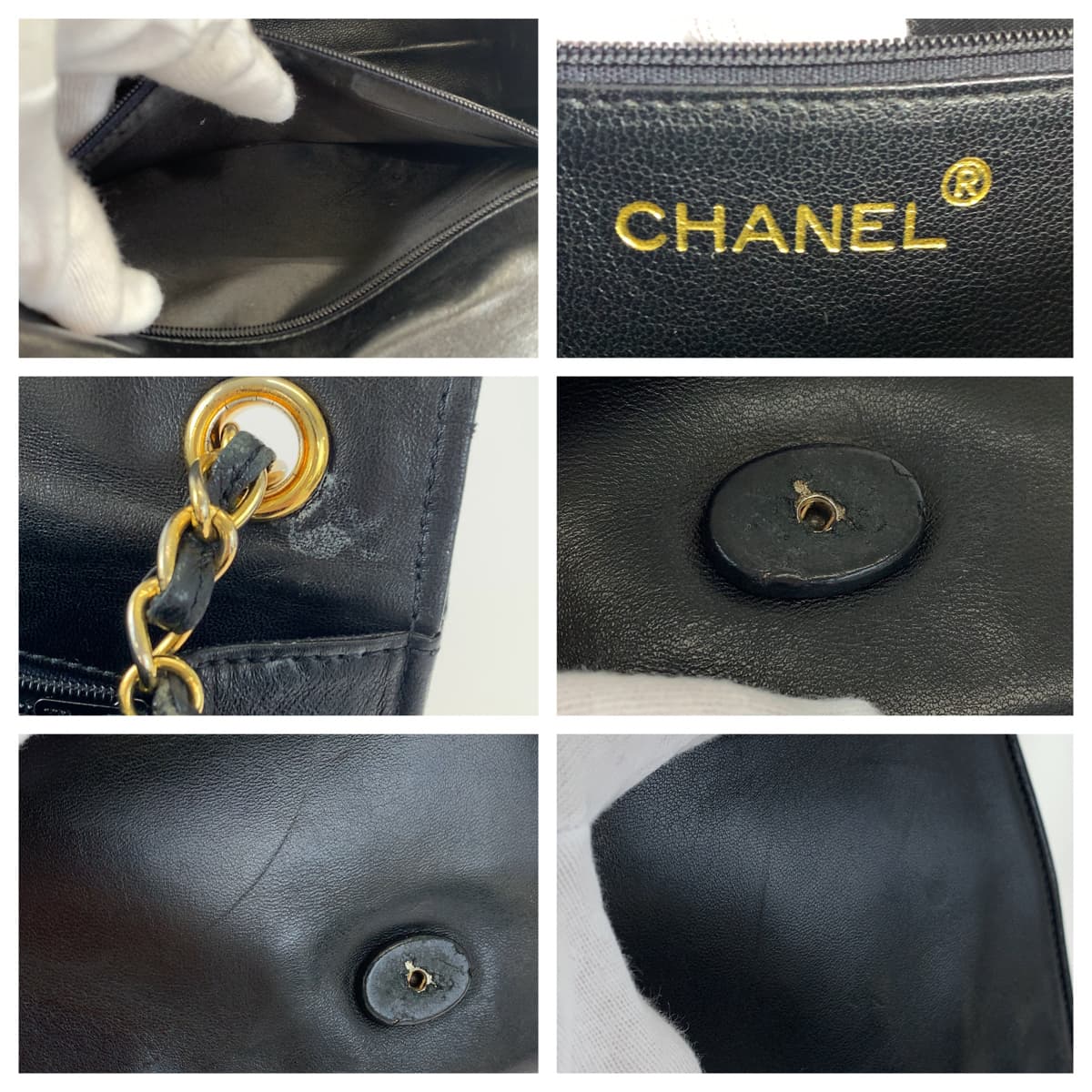 H-00474
CHANEL シャネル ココマーク ブラック 黒 ゴールド金具 ラムスキン チェーンショルダーバッグ 斜め掛け  レディース