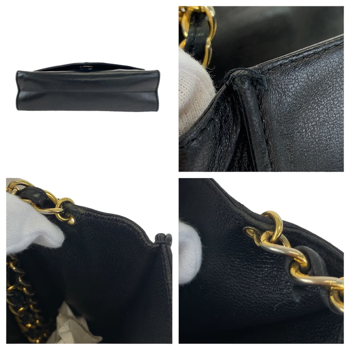 H-00474
CHANEL シャネル ココマーク ブラック 黒 ゴールド金具 ラムスキン チェーンショルダーバッグ 斜め掛け  レディース
