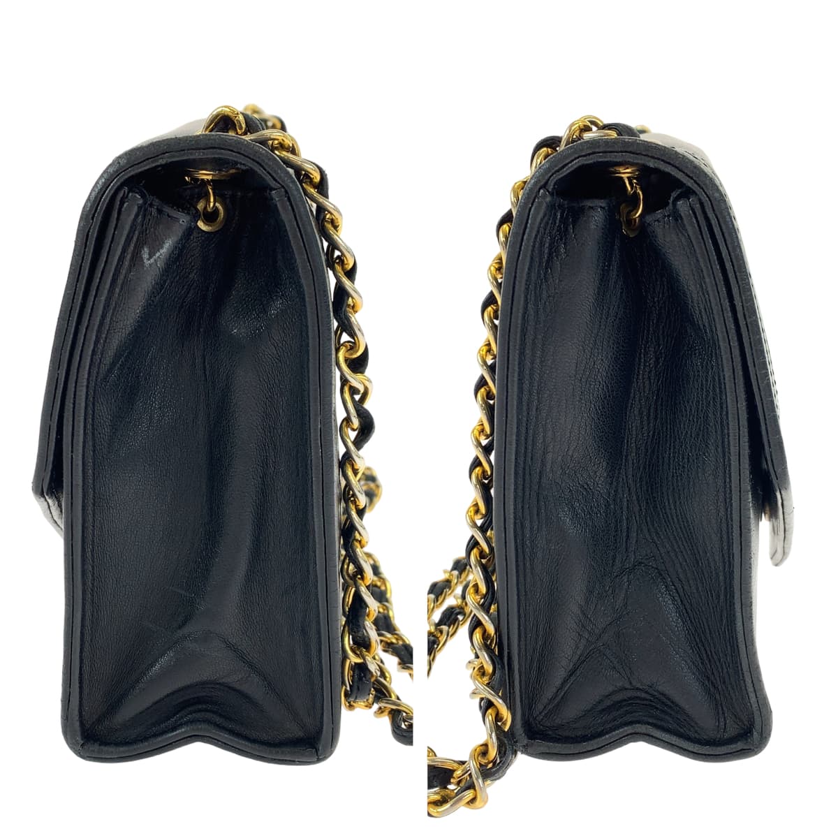 H-00474
CHANEL シャネル ココマーク ブラック 黒 ゴールド金具 ラムスキン チェーンショルダーバッグ 斜め掛け  レディース