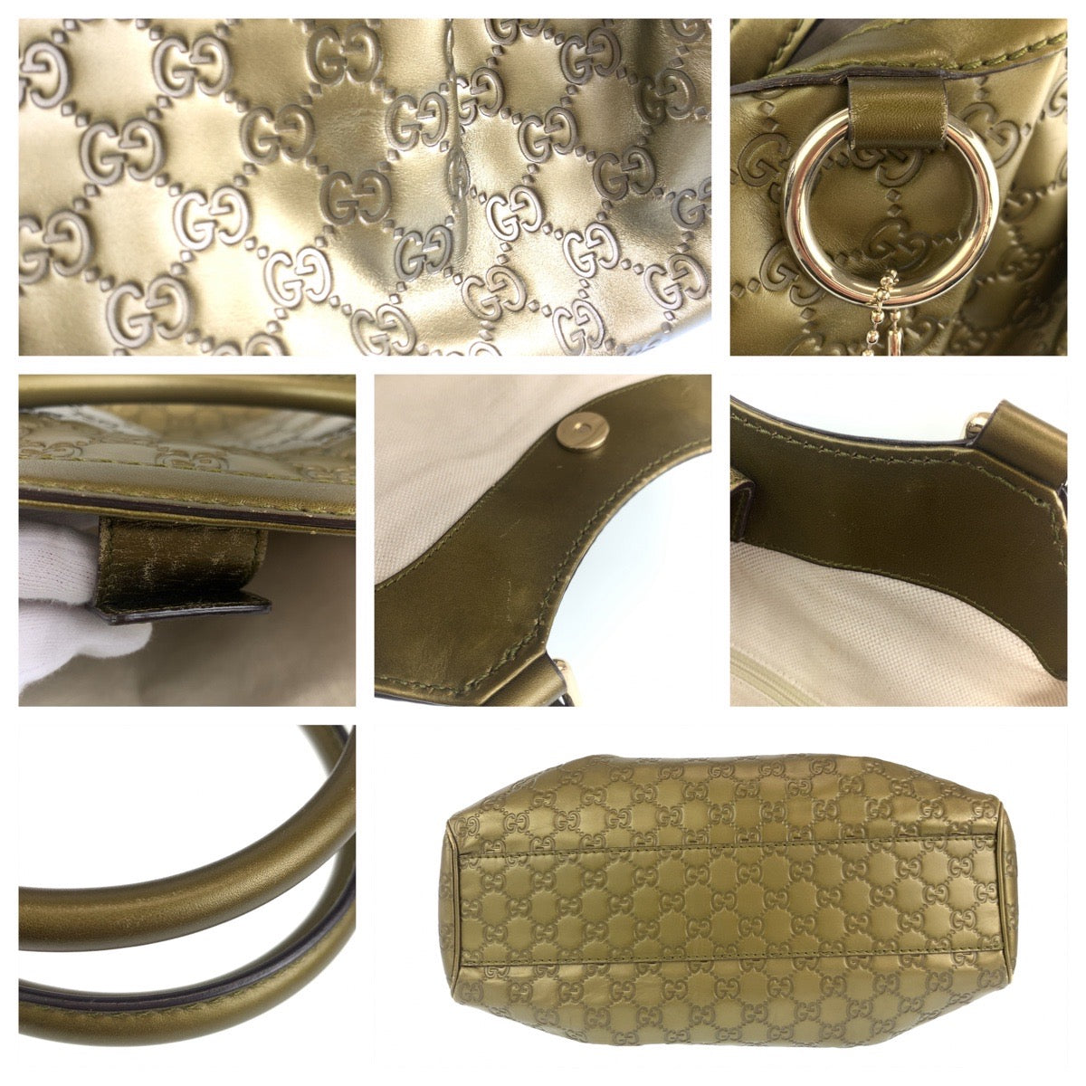 H-00475
GUCCI グッチ グッチシマ GG柄 スーキー インターロッキング ゴールド 金 シマレザー 211944 トートバッグ ハンドバッグ  レディース