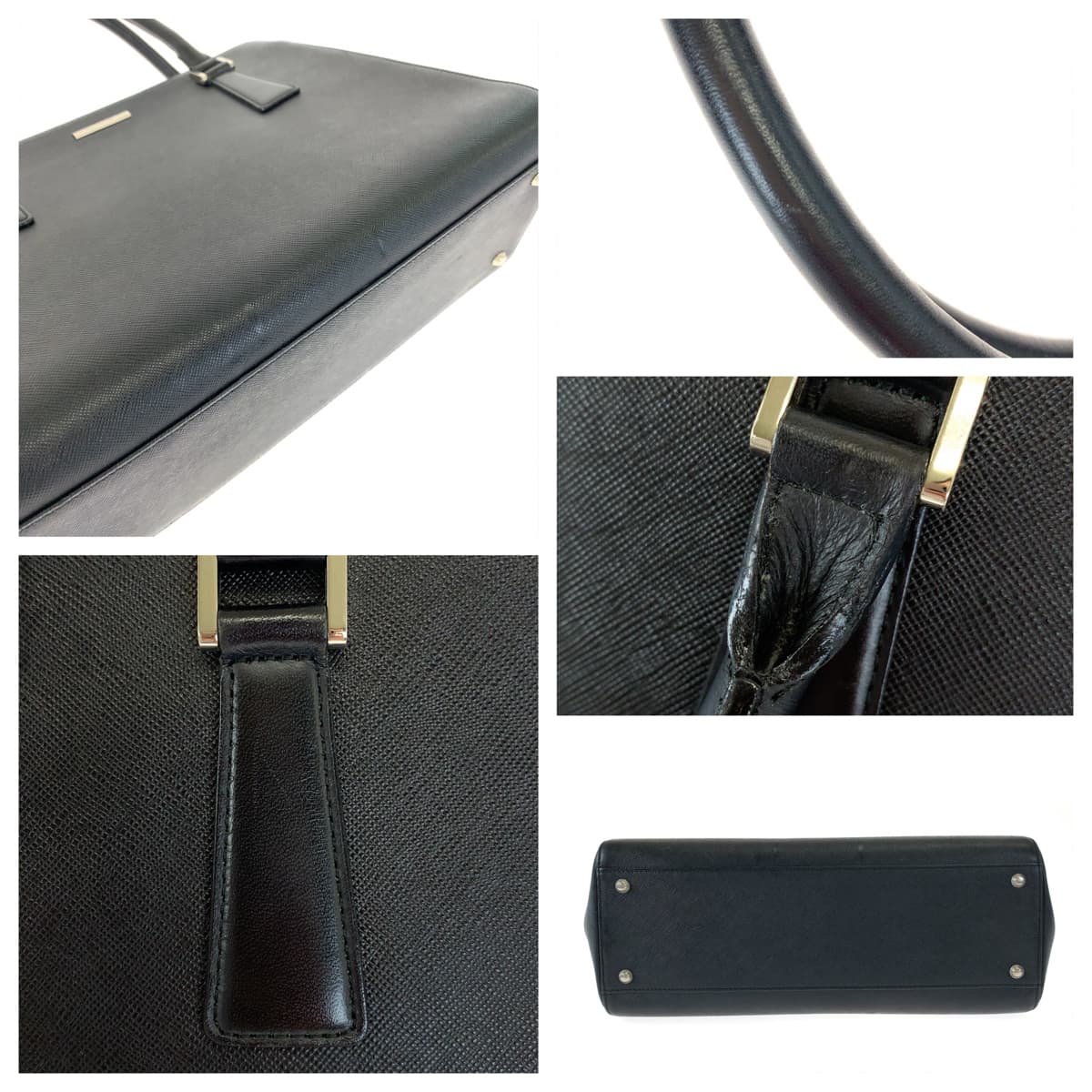 10340
BURBERRY バーバリー 中チェック柄 ブラック レザー ハンドバッグ トートバッグ  レディース