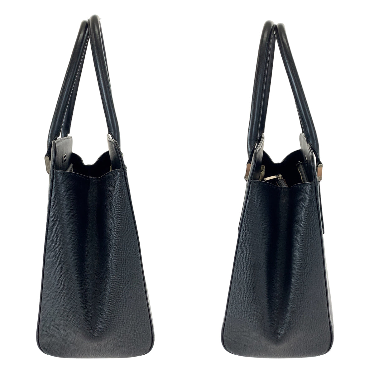 10340
BURBERRY バーバリー 中チェック柄 ブラック レザー ハンドバッグ トートバッグ  レディース