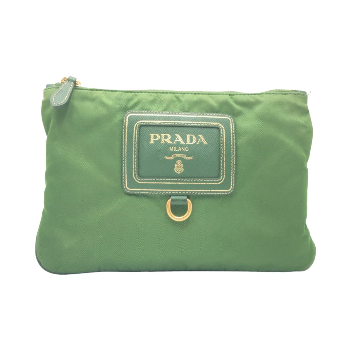 PRADA Tessuto Green Gold Hardware Nylon Pouch for Women