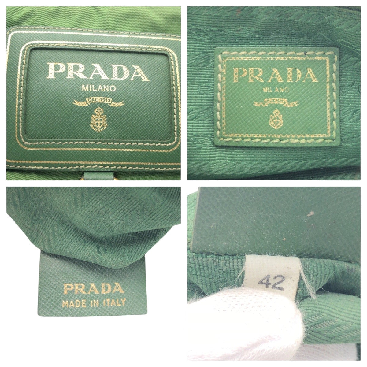 PRADA Tessuto Green Gold Hardware Nylon Pouch for Women